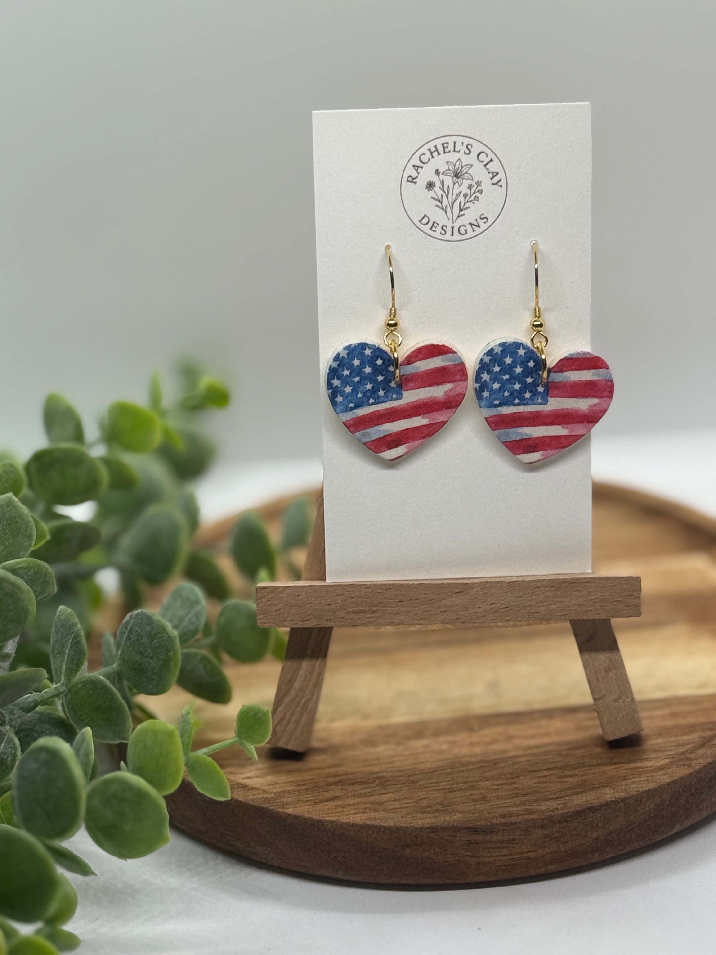 Patriotic Heart Dangles
