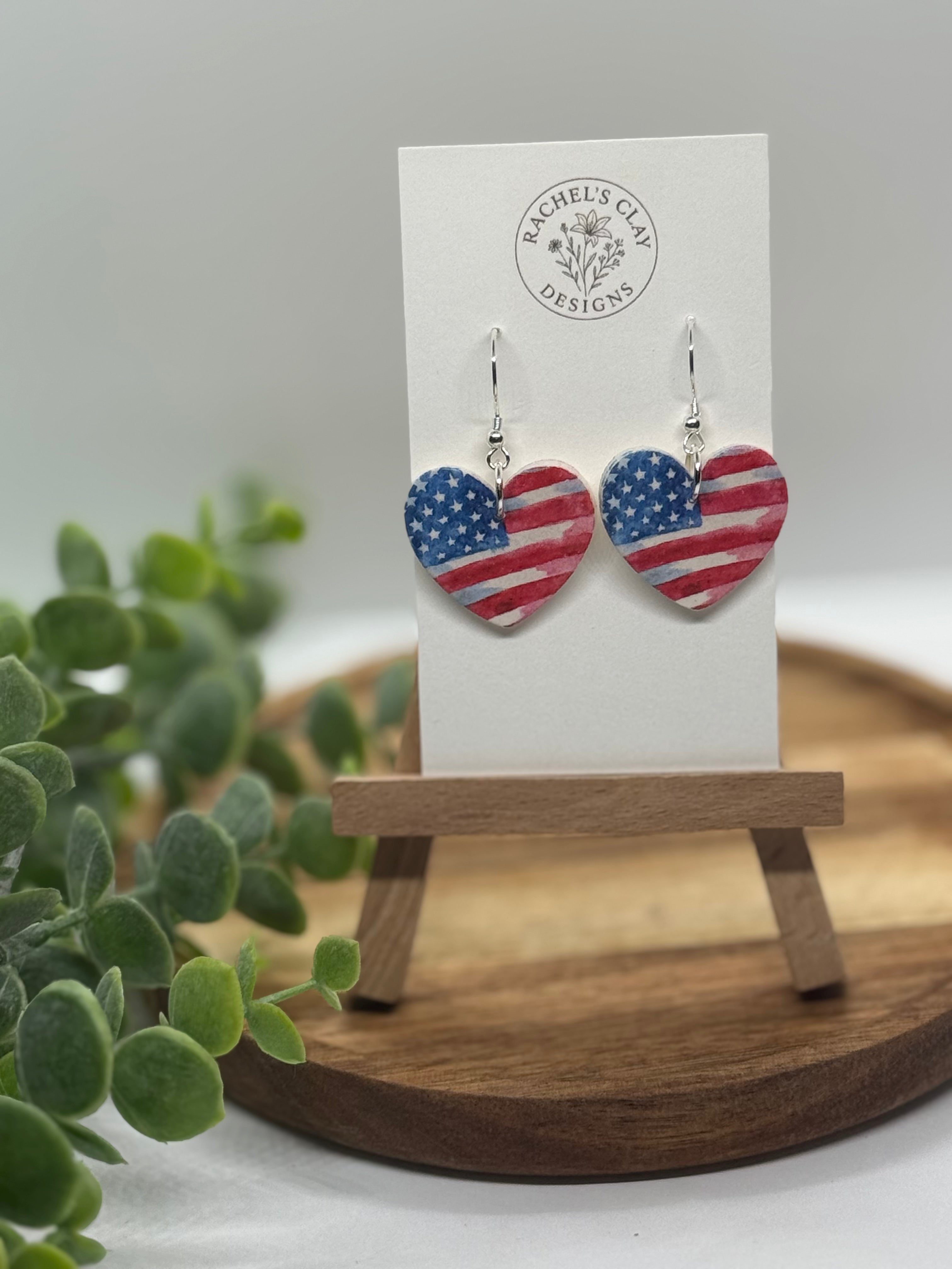 Patriotic Heart Dangles