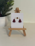 Christmas Tree Studs - Burgundy